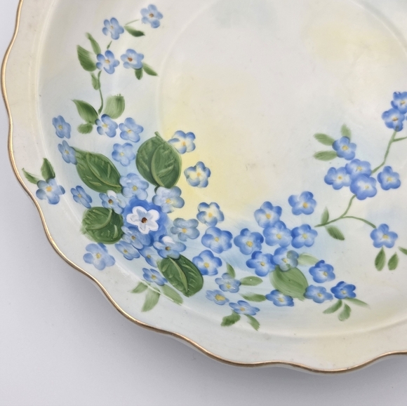 Vintage Lefton China Hand Painted Blue Forget Me Nots 7" Bowl EUC - Picture 2 of 6
